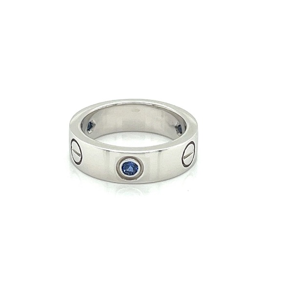 💙MAJOR ISO!💙 Cartier 18k White Gold Love Ring, 3 Blue Sapphires, Size 59💙✨ - Picture 1 of 2